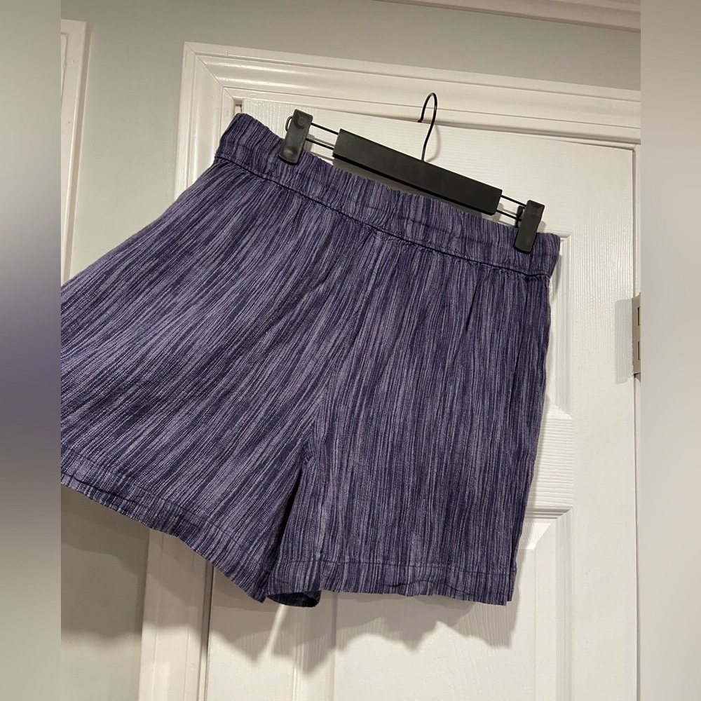 NWT Time & Tru Size S Blue Linen Blend Comfy Pull On Drawstring Shorts Pockets - Picture 9 of 16